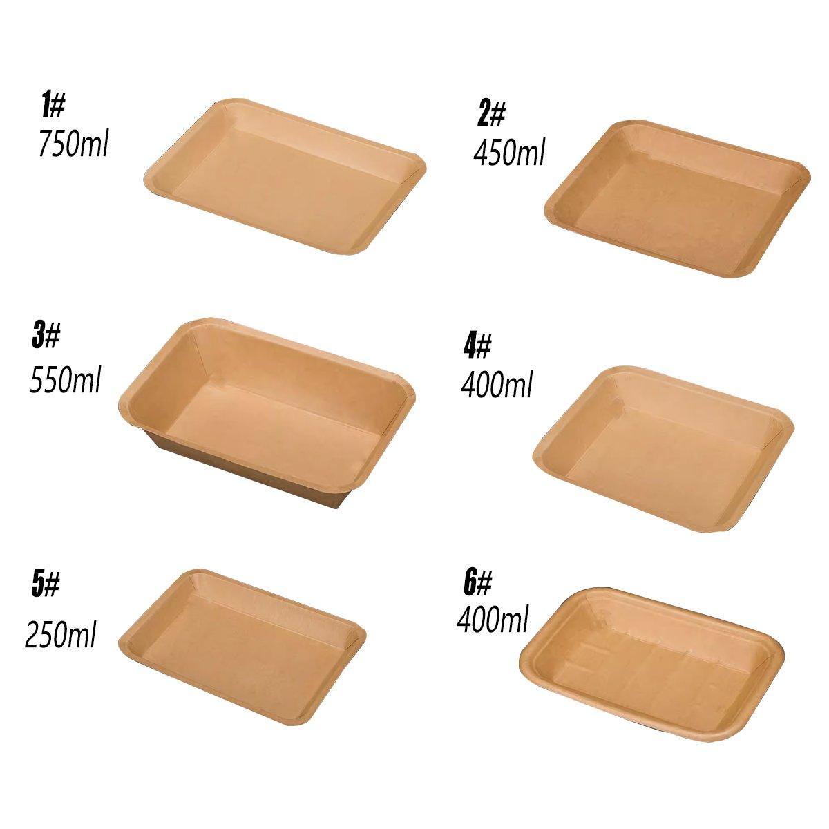 100pcs Eco-friendlyKraft Paper  Trays for Fries Snacks Greaseproof Hot Dog Trays - 6#400ml