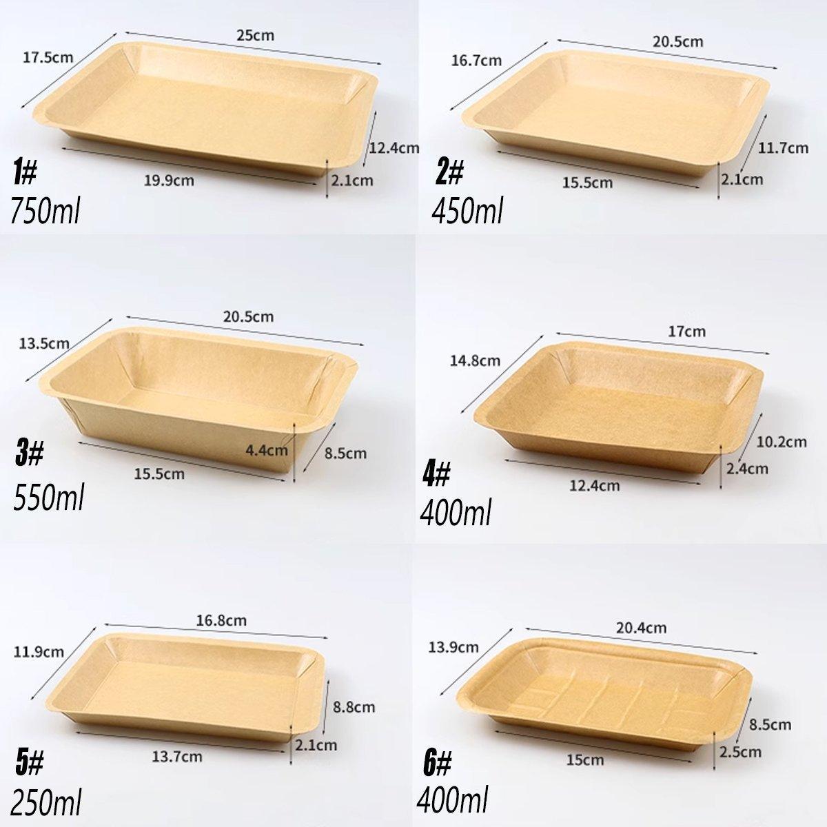 100pcs Eco-friendlyKraft Paper  Trays for Fries Snacks Greaseproof Hot Dog Trays - 6#400ml