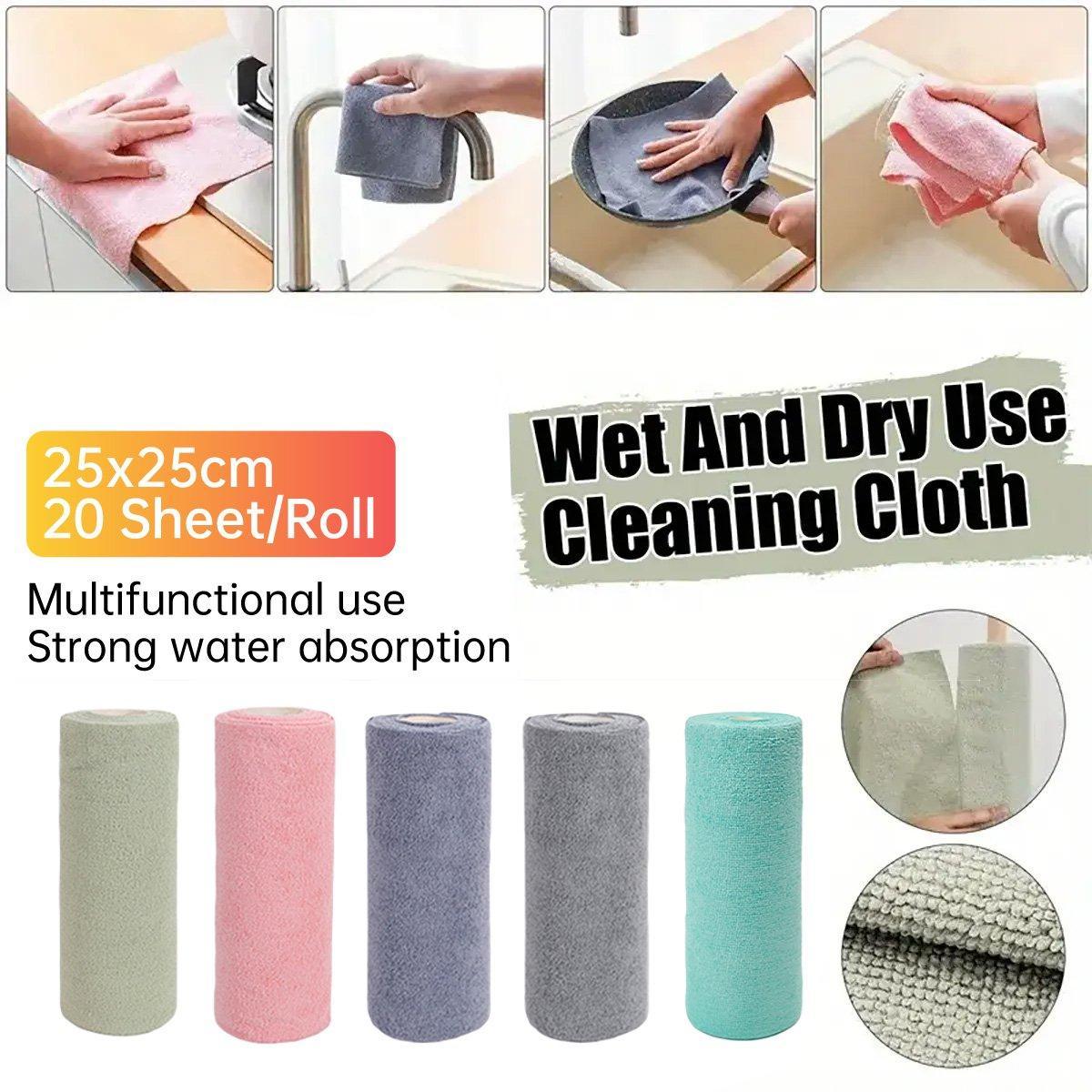 Multifunctional Kitchen Cleaning Towel Strong Absorbent Hand Tear Dish Cloth - Pink