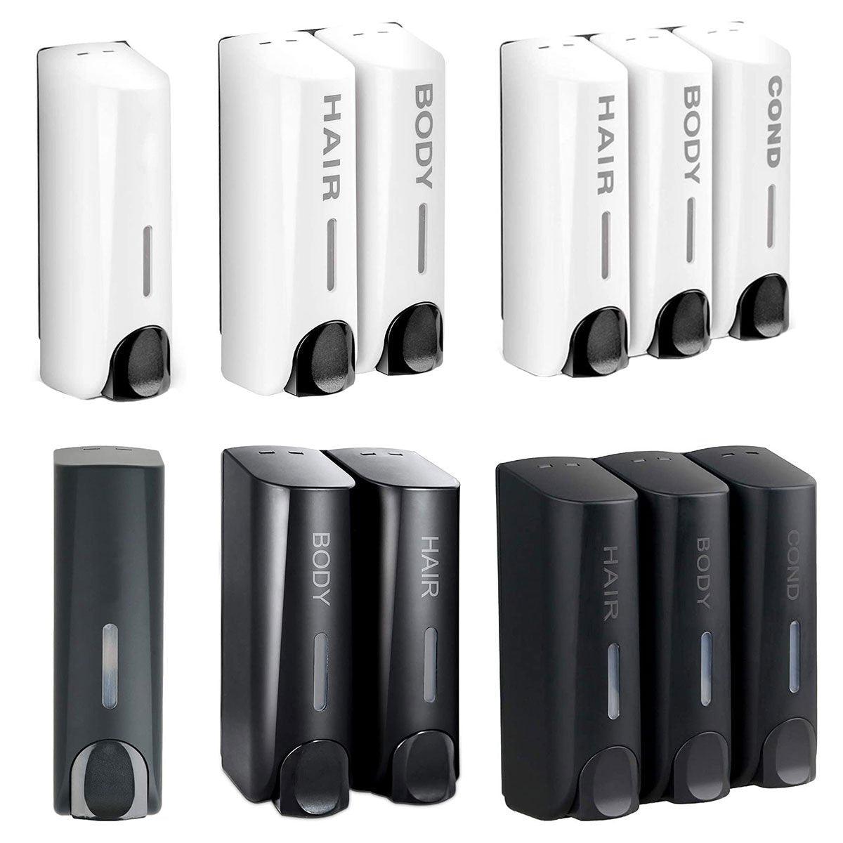 Hotel Wall Mounted Soap Dispenser Bathroom Shampoo Shower Gel Hand Soap Box - Black-Double