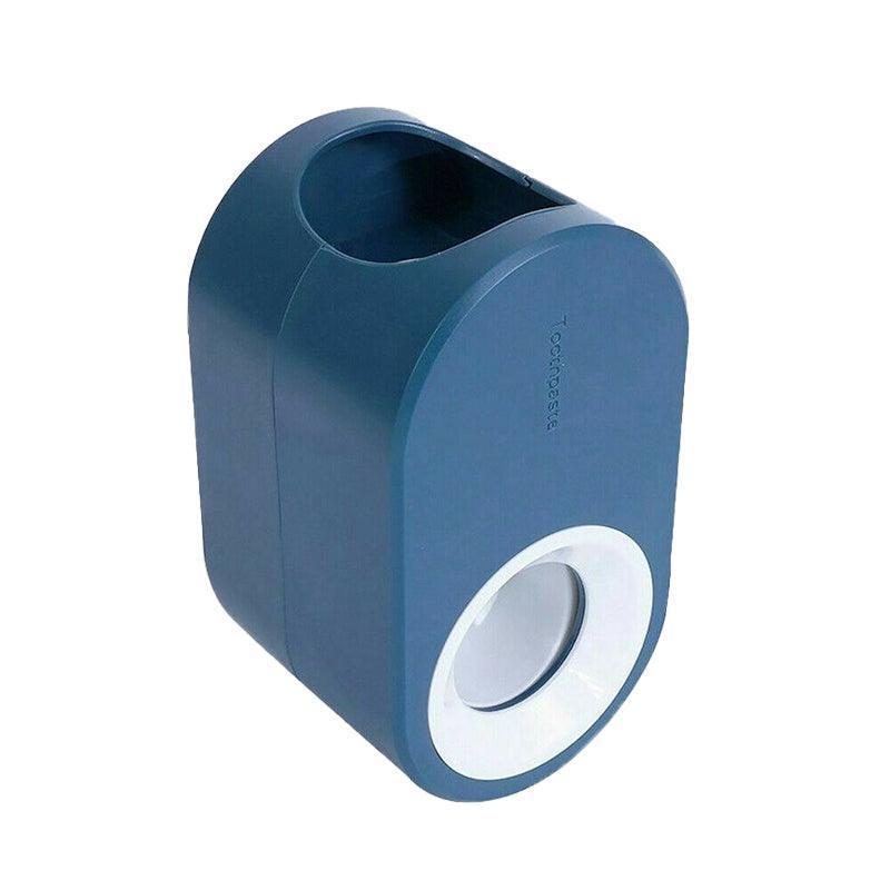 Automatic Toothpaste Dispenser Bathroom Wall-Mounted Rack Toothbrush Holder - Dark Blue
