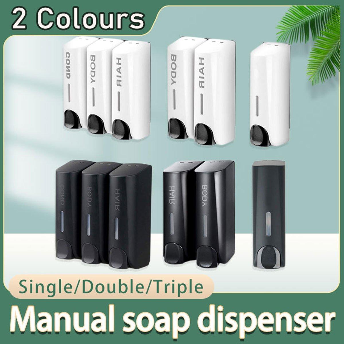Hotel Wall Mounted Soap Dispenser Bathroom Shampoo Shower Gel Hand Soap Box - White-Double