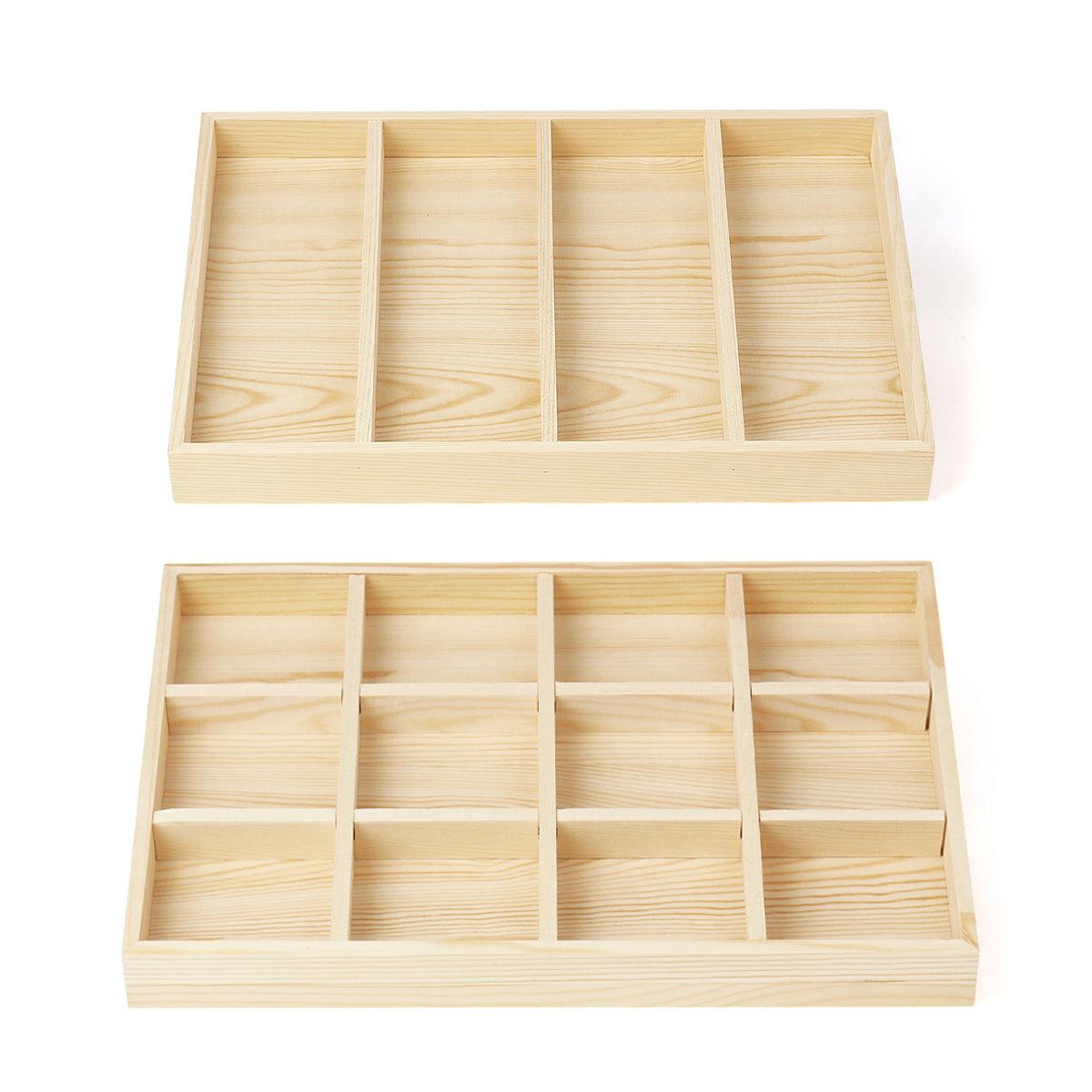 Wooden Jewellery Storage Box Display Tray Organizer for Rings Earrings Necklaces - Twelve Grids