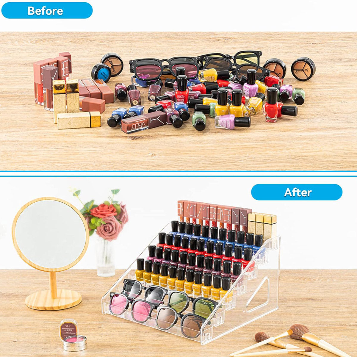 6/7 Layer Nail Polish Storage Box Multi Layer Clear Display Rack Organizer Stand - 6-Tier