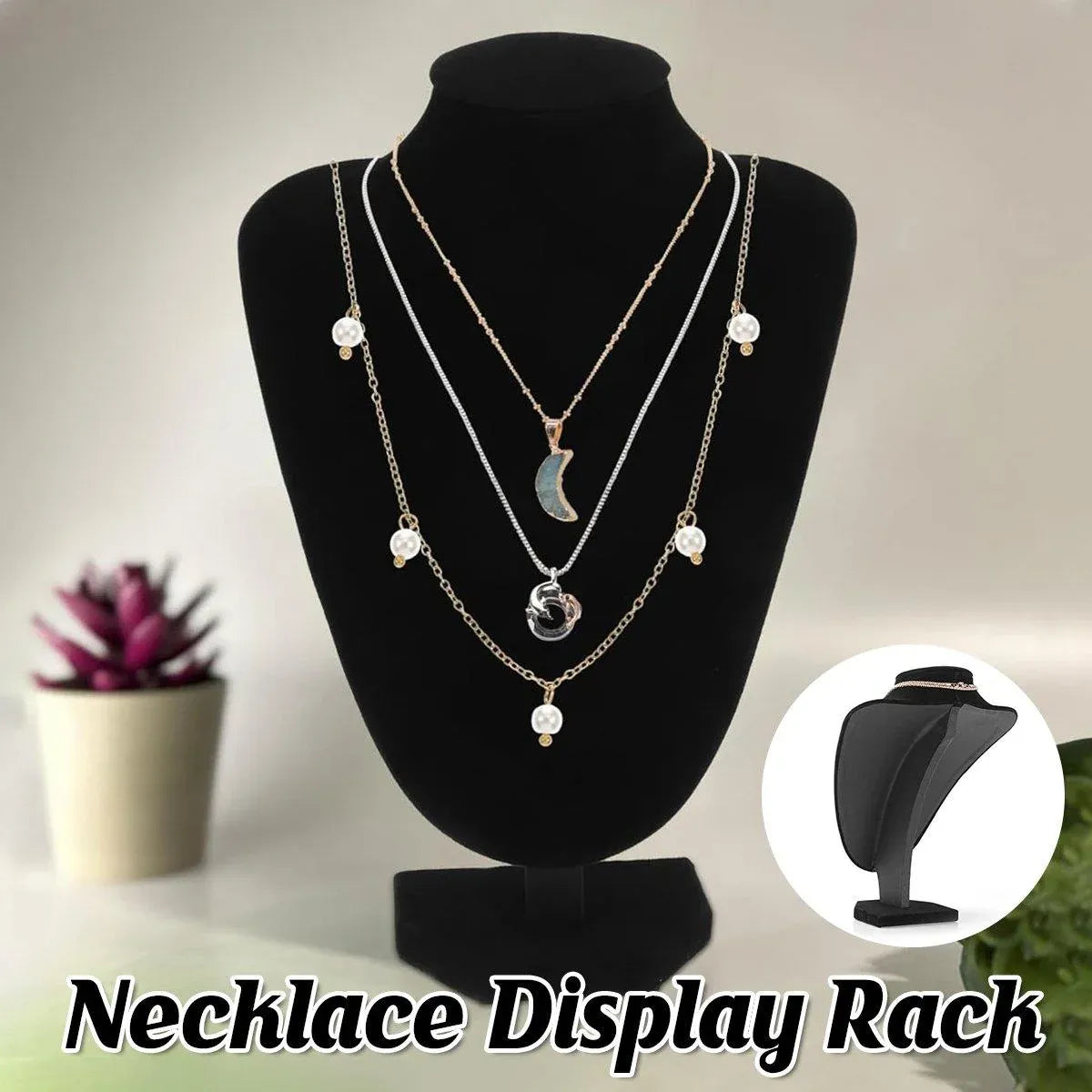 1-Piece Black Velvet Necklace Display Stand