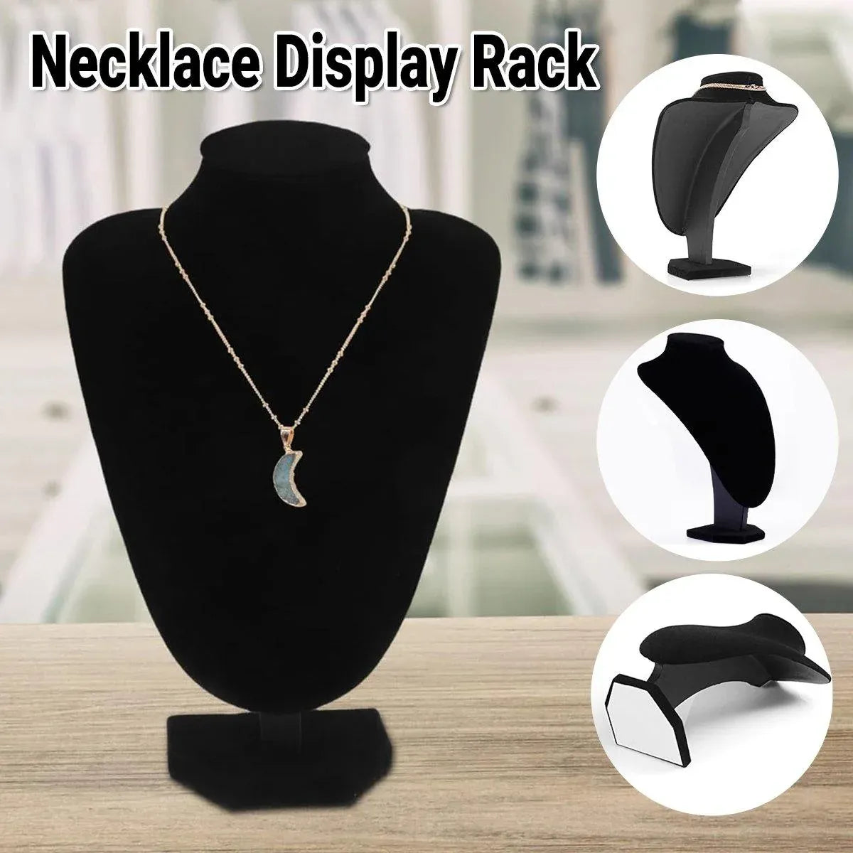 1-Piece Black Velvet Necklace Display Stand
