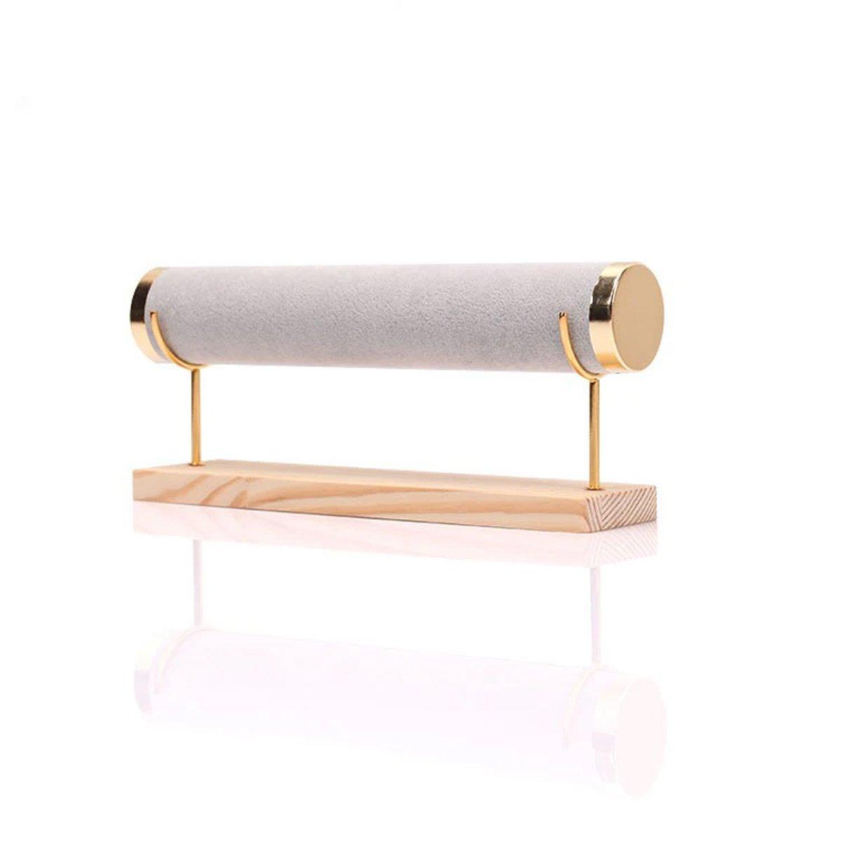 Wooden Bracelet Display Stand Single Tier Watch Bangle Holder Organizer Jewelry - Green