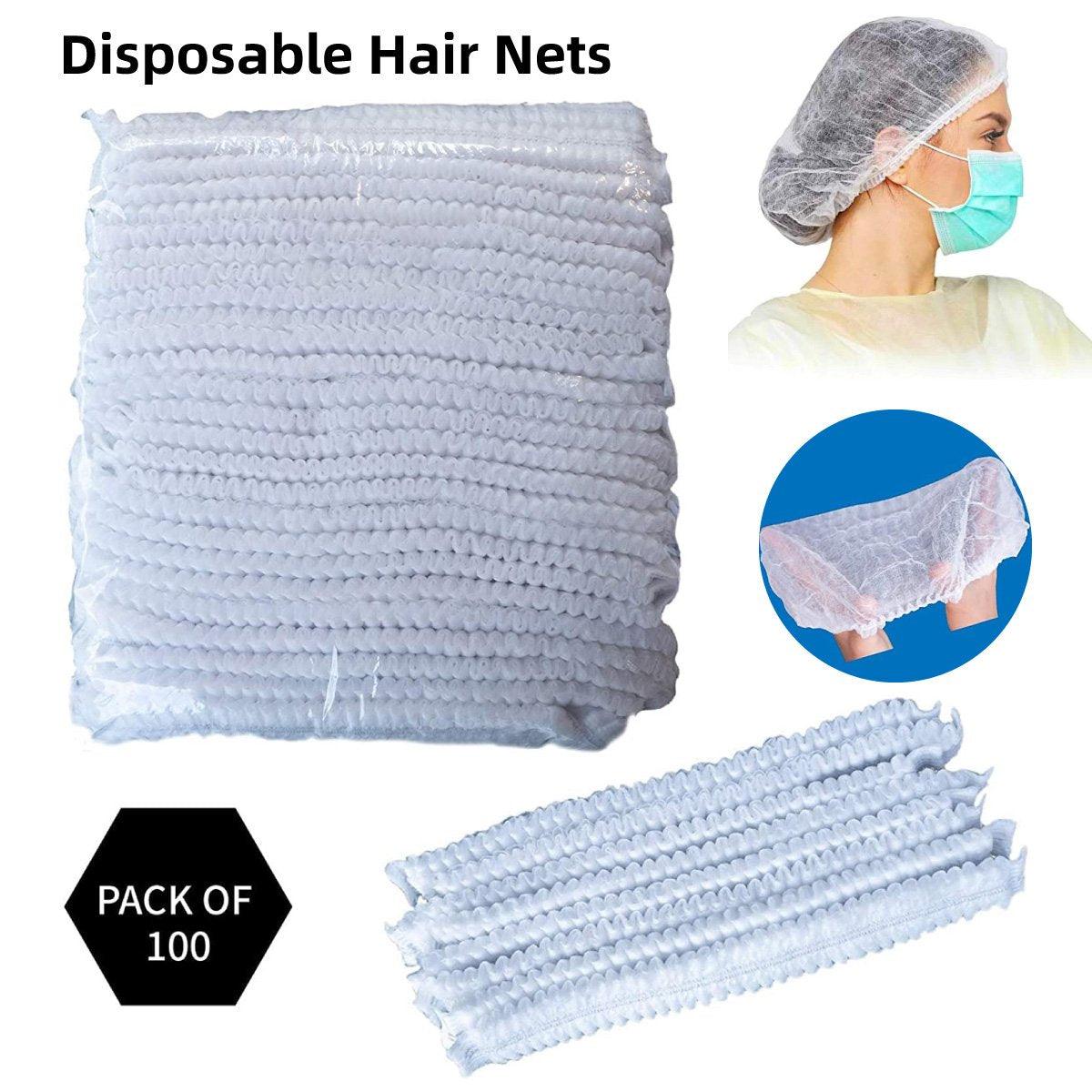 100pcs Disposable Non Woven Hairnet Caps for Food Service Kitchen Work Use