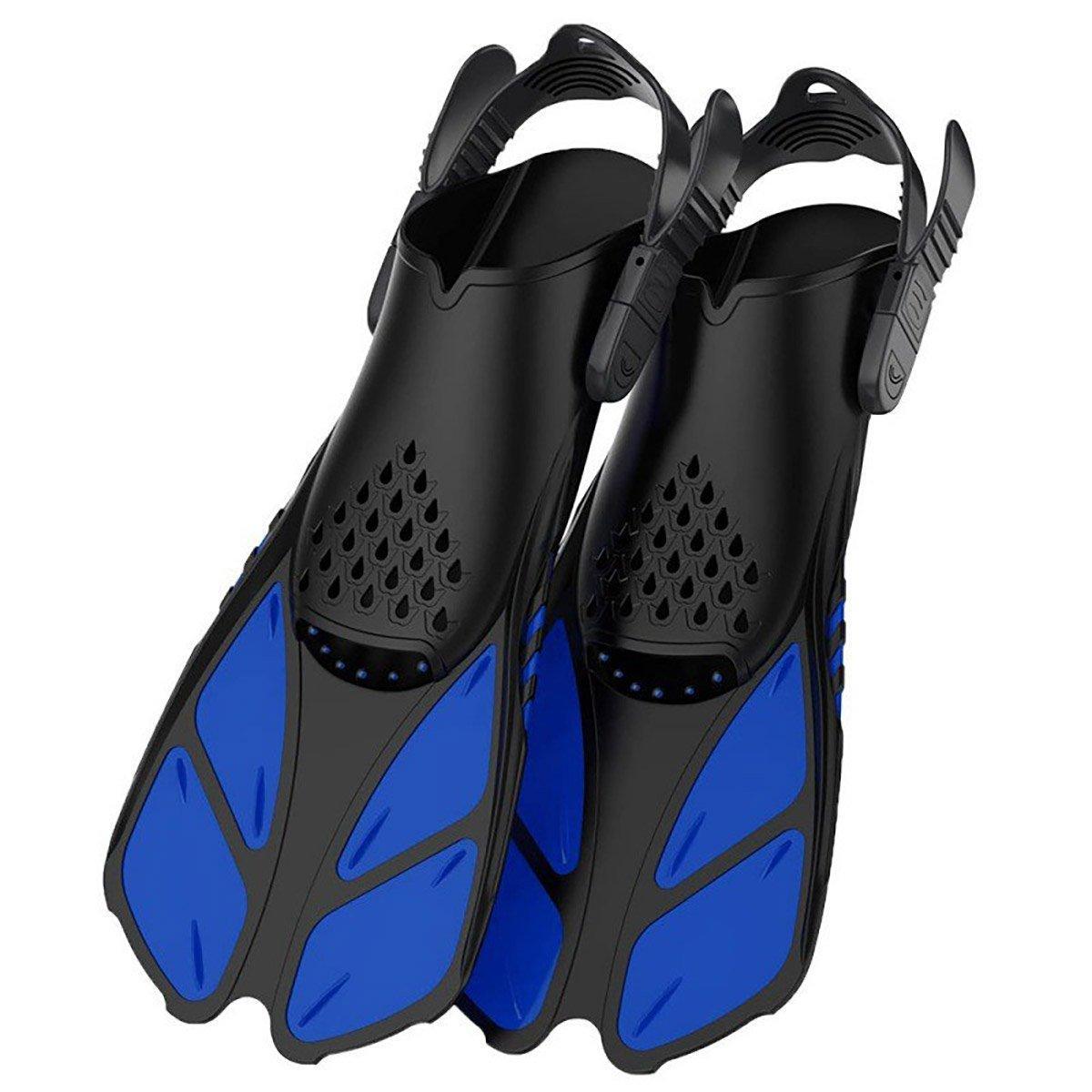 Adjustable Diving Flippers Swim Fins for Snorkeling Freestyle Training Gear - Black-S/M