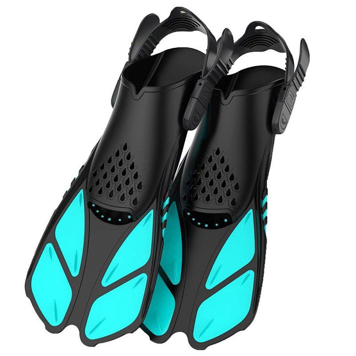 Adjustable Diving Flippers Swim Fins for Snorkeling Freestyle Training Gear - Black-S/M