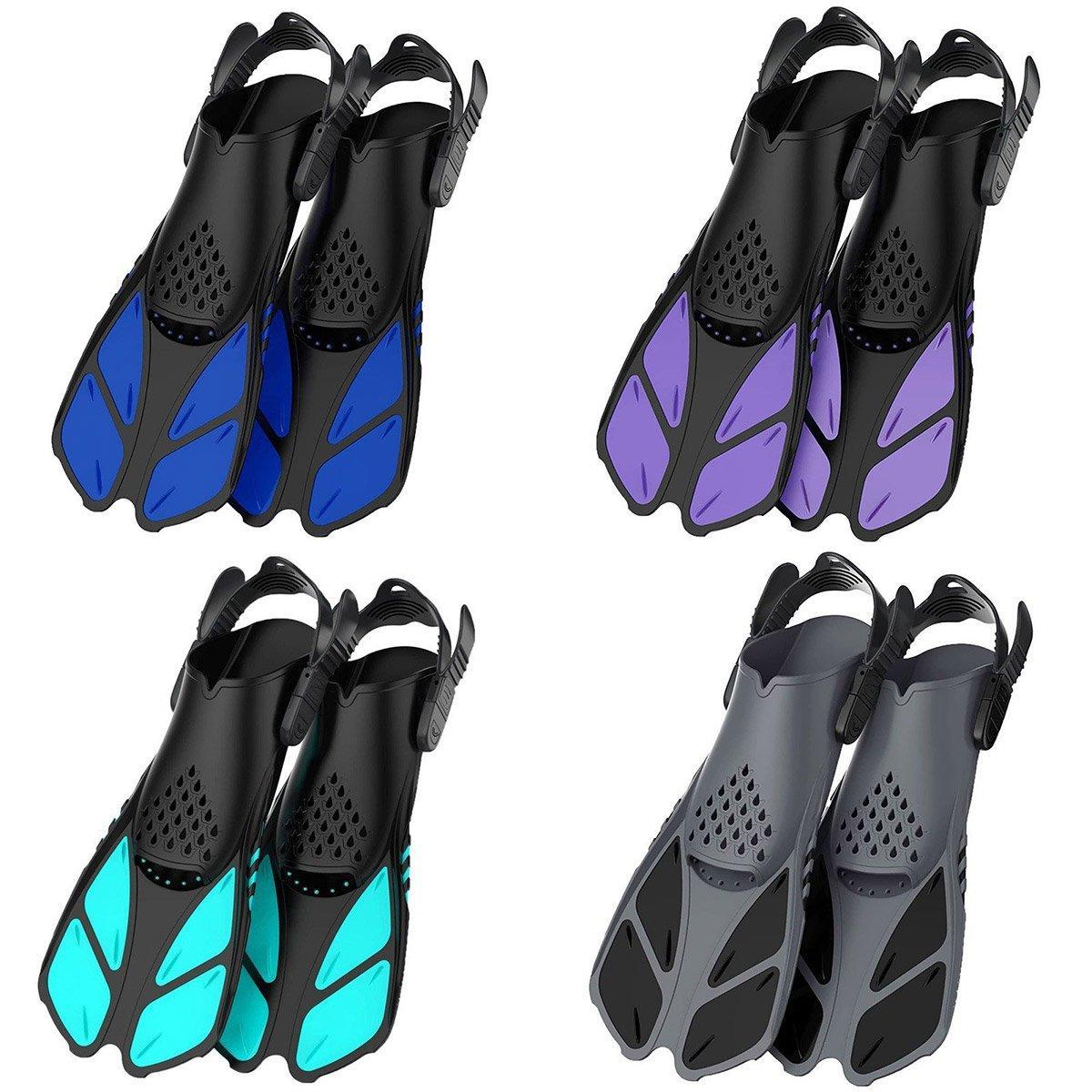Adjustable Diving Flippers Swim Fins for Snorkeling Freestyle Training Gear - Purple-S/M