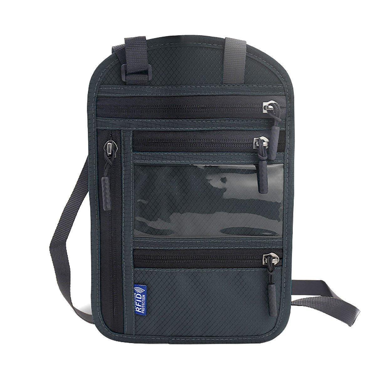 Multi-Functional Travel Passport Document Bag Protective Case Cover Holder - Grey
