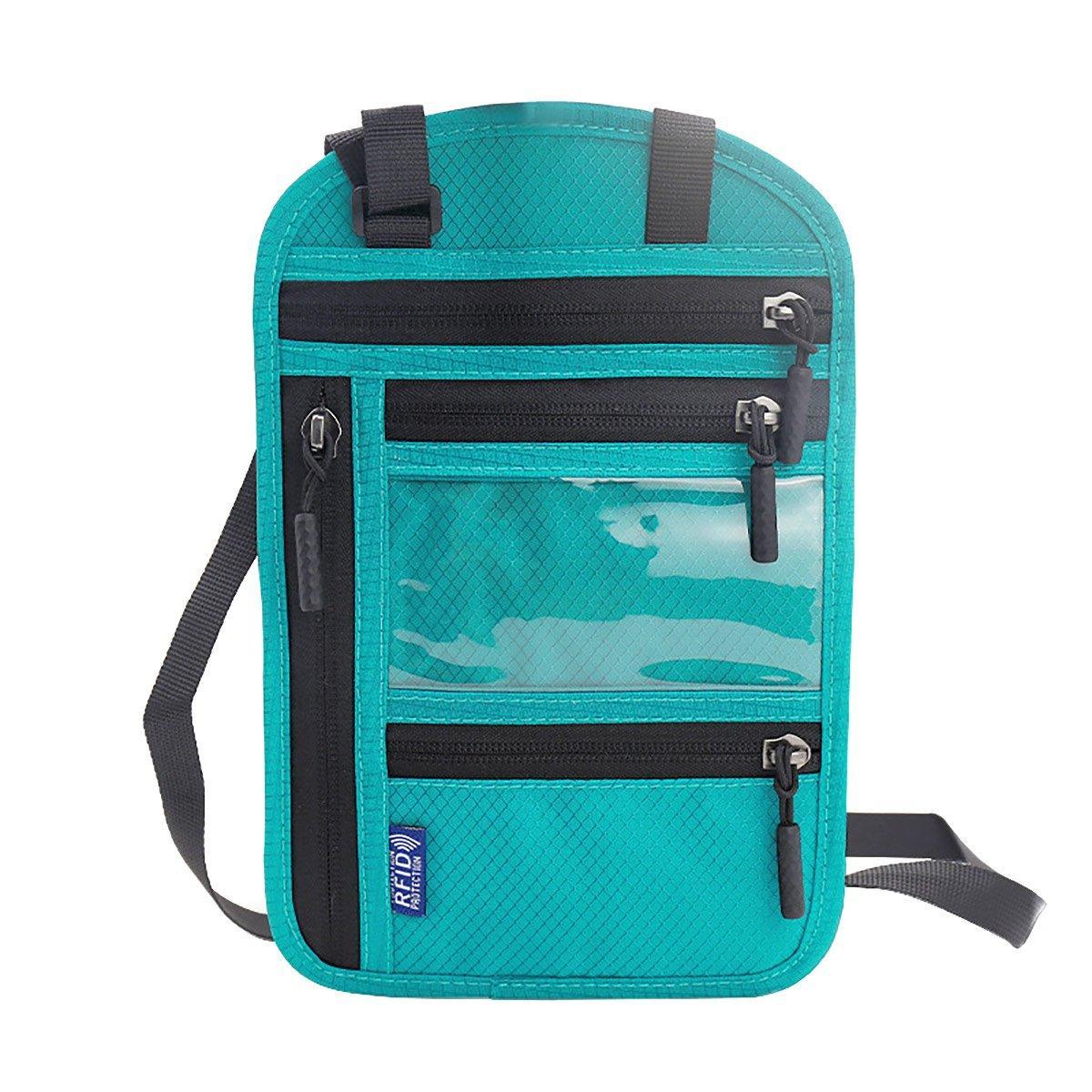 Multi-Functional Travel Passport Document Bag Protective Case Cover Holder - Lake Blue