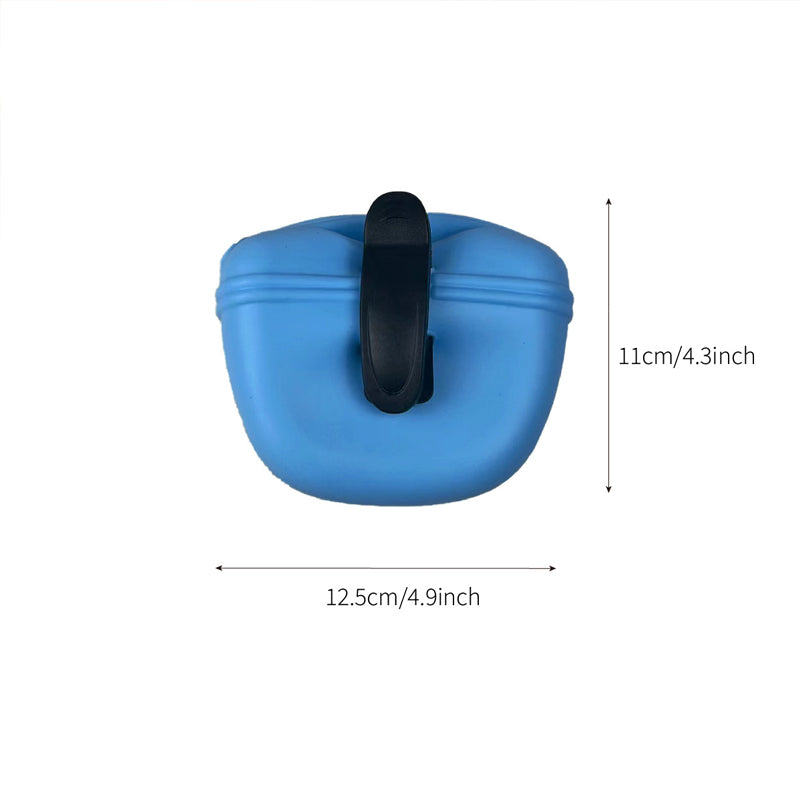 Pet Silicone Training Treat Bag Pouch With Clip Waist Pack Feed Dog - Blue