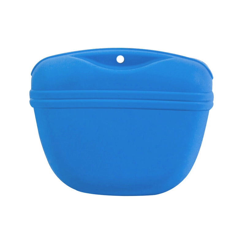 Pet Silicone Training Treat Bag Pouch With Clip Waist Pack Feed Dog - Blue
