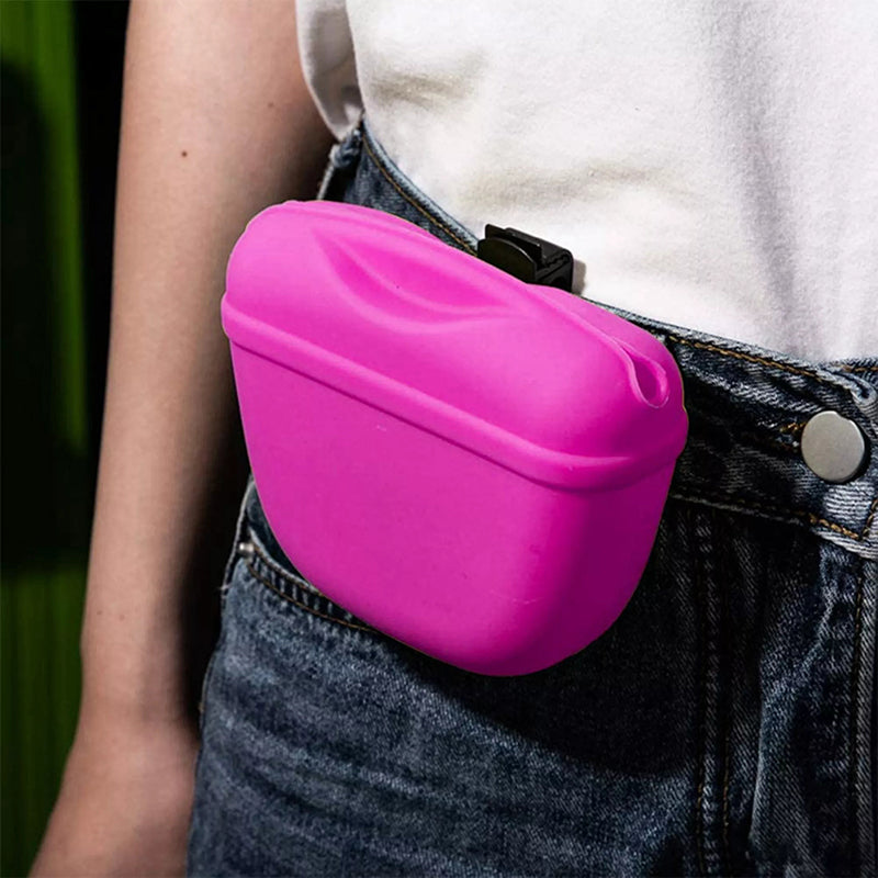 Pet Silicone Training Treat Bag Pouch With Clip Waist Pack Feed Dog - Green