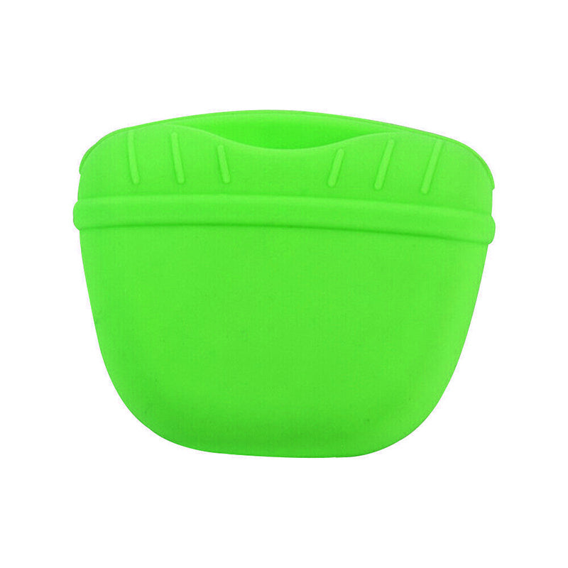 Pet Silicone Training Treat Bag Pouch With Clip Waist Pack Feed Dog - Green