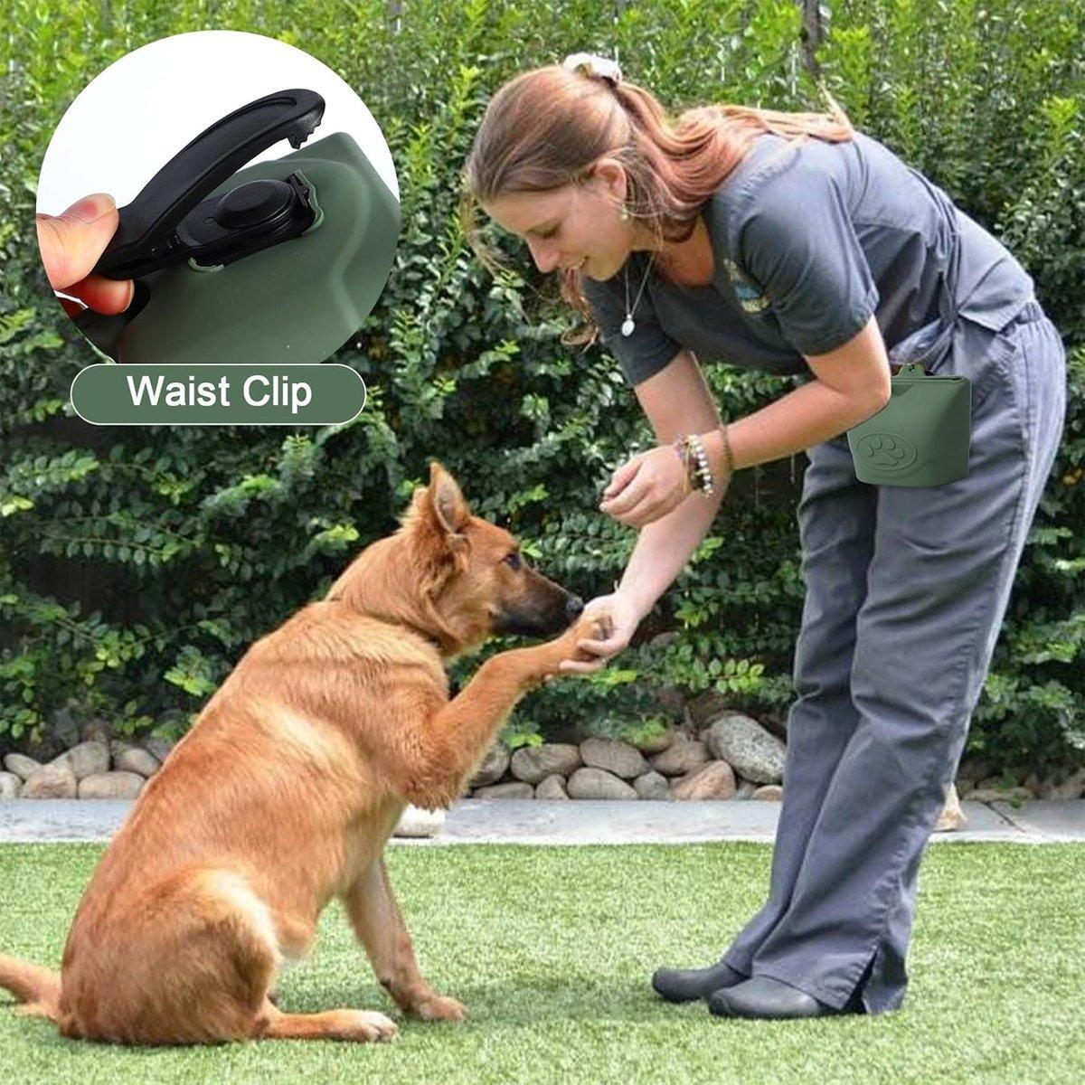 Portable Dog Food Bag Outdoor Walking Travel Feeding Pouch Pet Supplies - Light Green