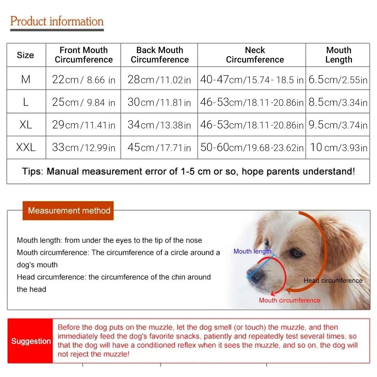 Anti Bite Anti Bark Dog Muzzle Mouthguard Adjustable for Small Medium Large Dogs - Brown-M