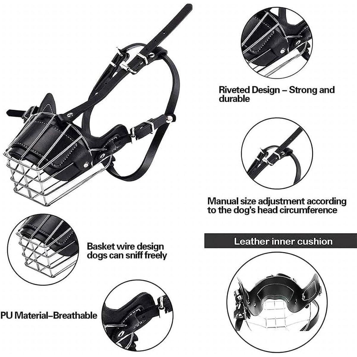 Anti Bite Anti Bark Dog Muzzle Mouthguard Adjustable for Small Medium Large Dogs - Brown-XXL