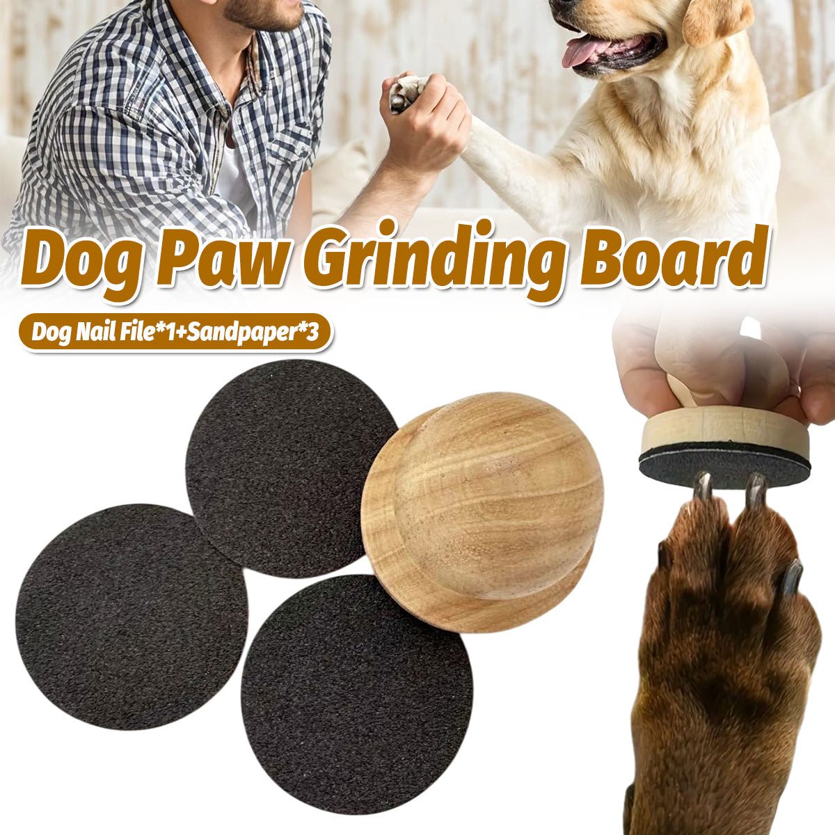 Wooden Dog Nail Sharpening Board Round Pet Grooming Tool Nail Repair Training
