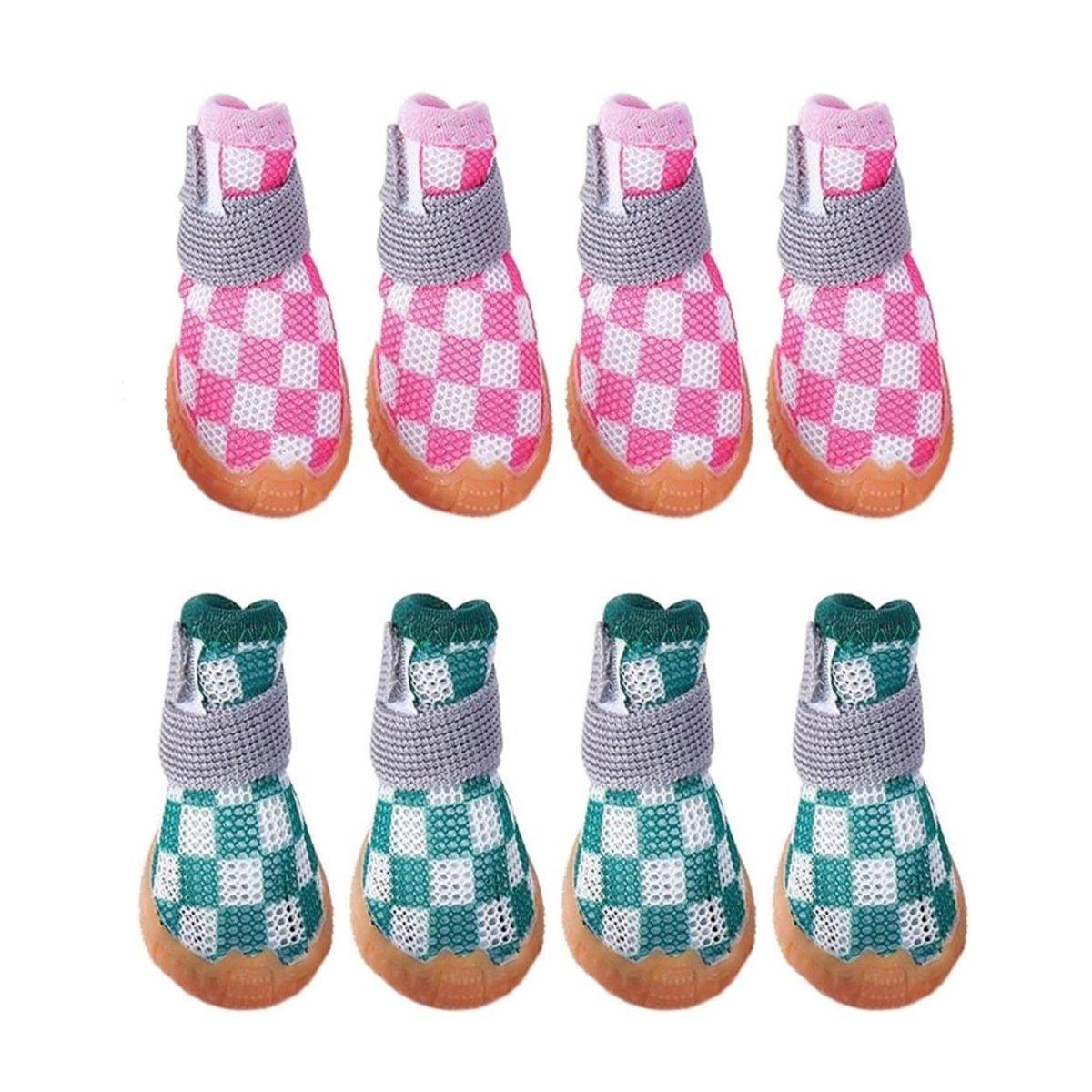 4pcs Breathable Mesh Dog Shoes Small Pets Puppy Paw Protection Summer Boots - Green-1