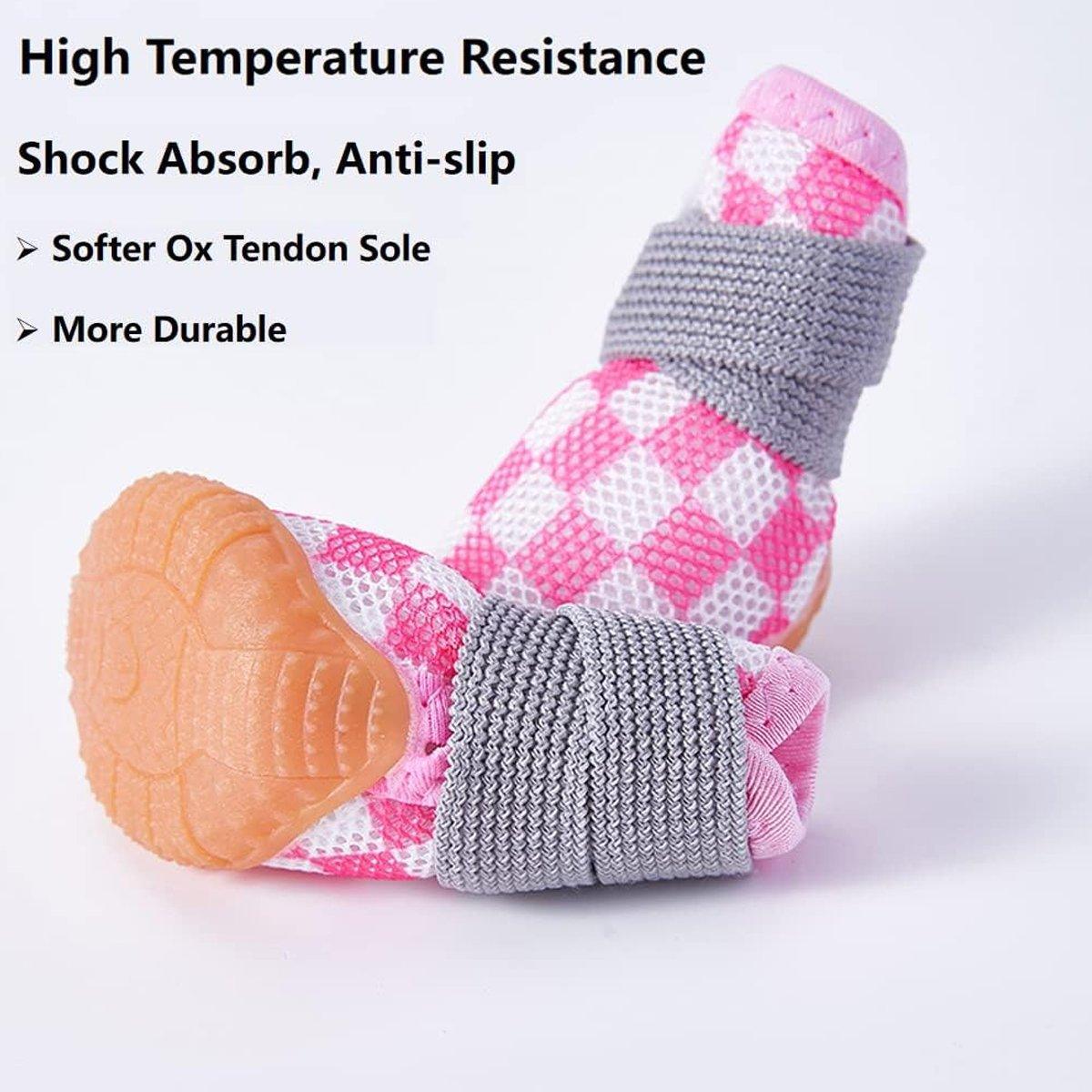 4pcs Breathable Mesh Dog Shoes Small Pets Puppy Paw Protection Summer Boots - Green-4