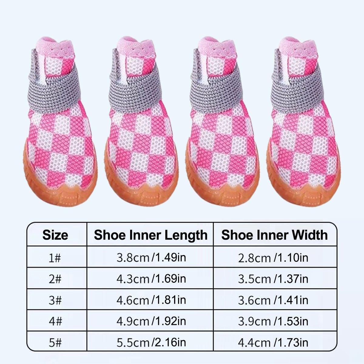 4pcs Breathable Mesh Dog Shoes Small Pets Puppy Paw Protection Summer Boots - Pink-3