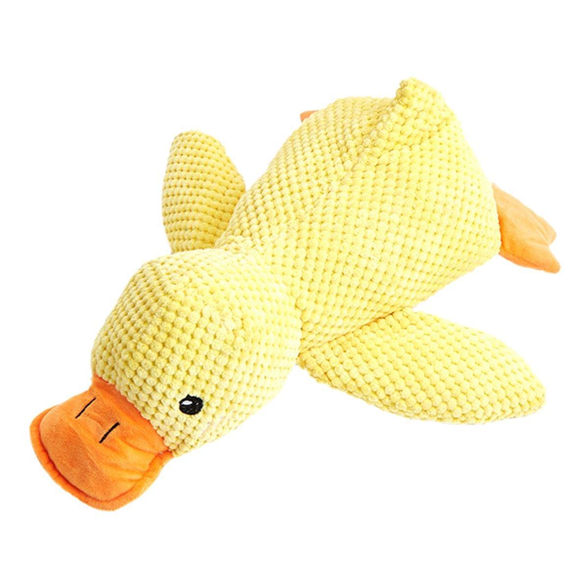 Plush Cartoon Duck Dog Toy Interactive Squeaky Pet Toy Durable Fun Chew Toy - Yellow