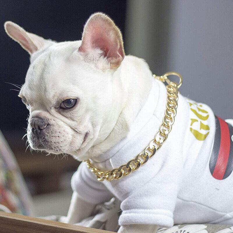 Dog Chain Collar Heavy Duty Choker Double Pet Slip Check Twist Link Chrome Chain Gold - 45CM