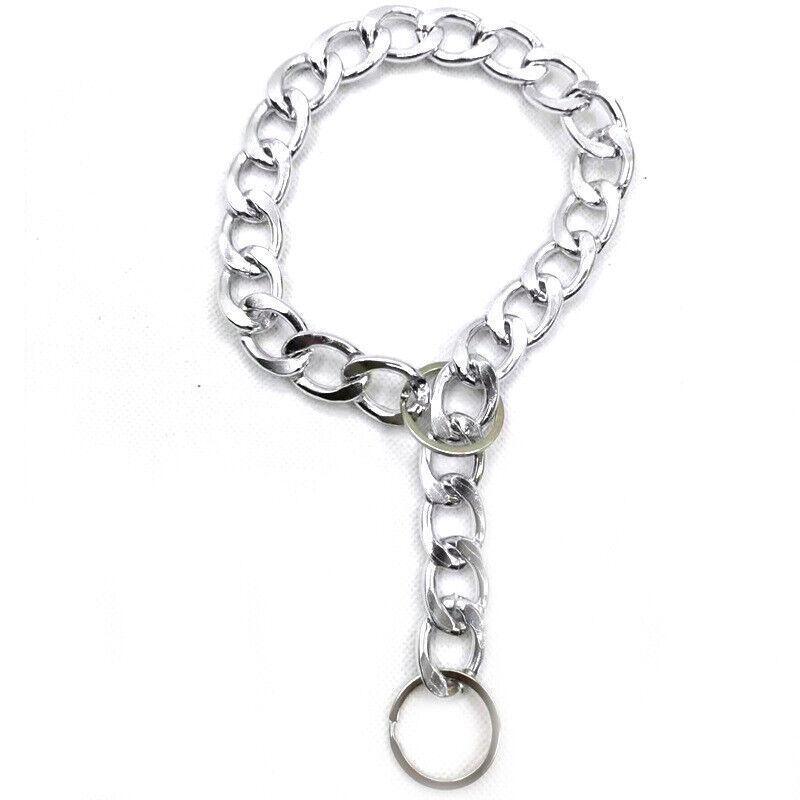 Dog Chain Collar Heavy Duty Choker Double Pet Slip Check Twist Link Chrome Chain Silver - 35CM