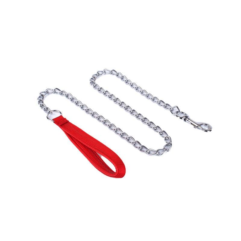 120Cm Pet Dog Puppy Padded Handle Metal Chain Dog Leash - Black