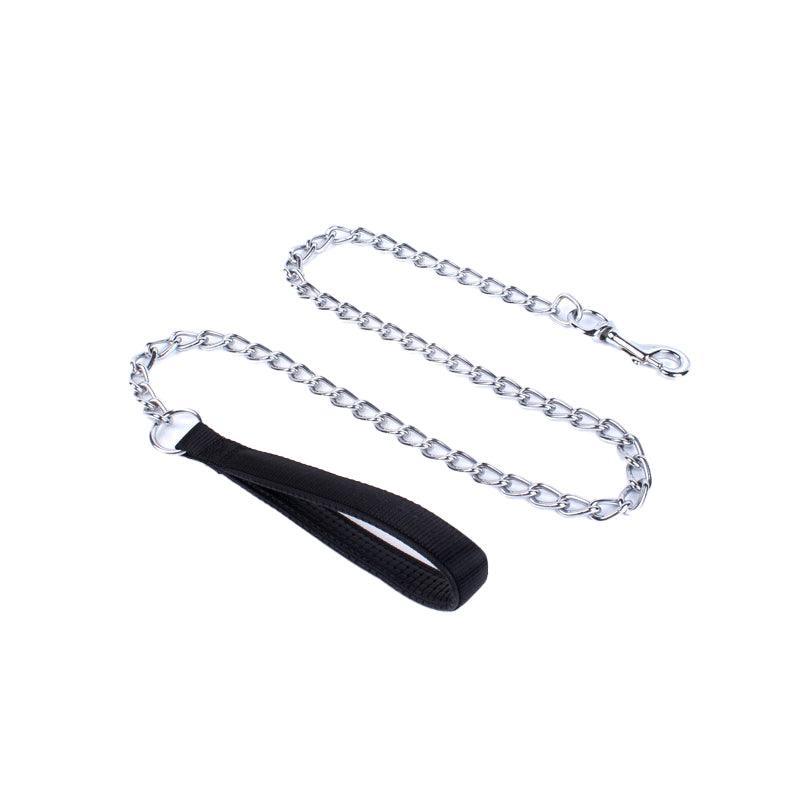120Cm Pet Dog Puppy Padded Handle Metal Chain Dog Leash - Blue