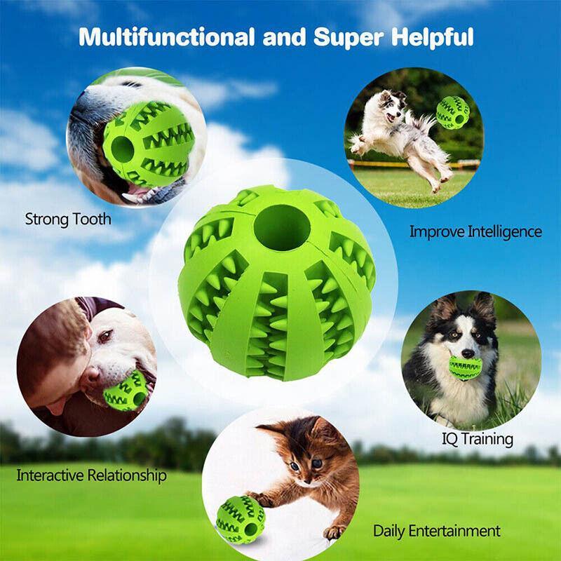Dog Chew Toy Rubber Ball Treat Dispenser Dental Cleaning Training Play Ball - Dark Blue Spherical (Large)