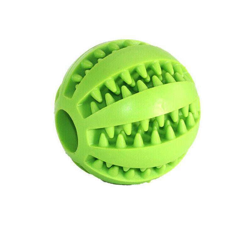 Dog Chew Toy Rubber Ball Treat Dispenser Dental Cleaning Training Play Ball - Green Spherical (Small)