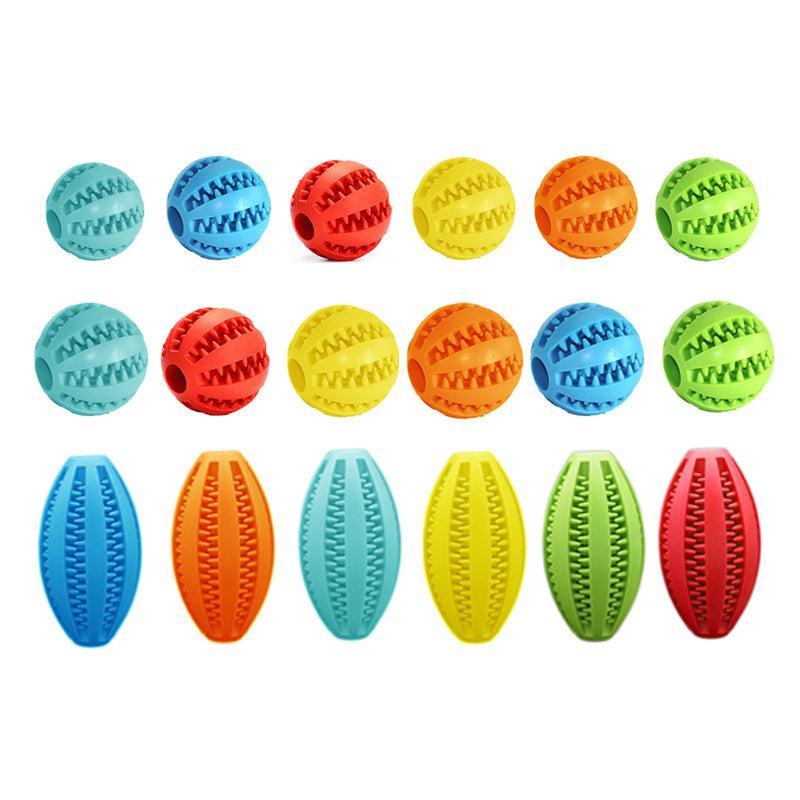 Dog Chew Toy Rubber Ball Treat Dispenser Dental Cleaning Training Play Ball - Light Blue Rugby (11.5CM)