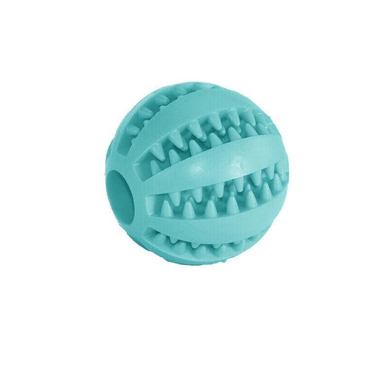 Dog Chew Toy Rubber Ball Treat Dispenser Dental Cleaning Training Play Ball - Light Blue Rugby (11.5CM)