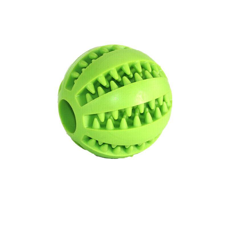 Dog Chew Toy Rubber Ball Treat Dispenser Dental Cleaning Training Play Ball - Yellow Rugby (11.5CM)