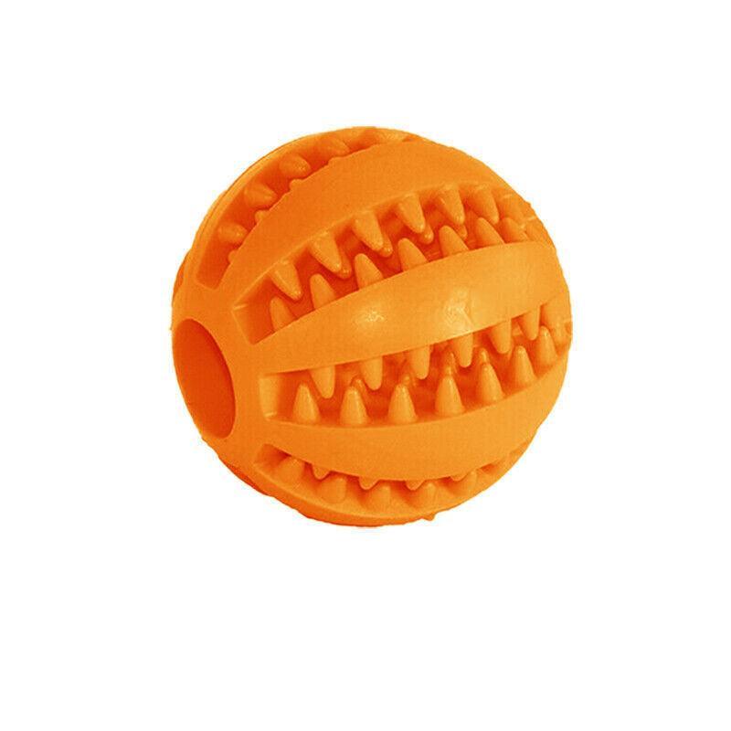 Dog Chew Toy Rubber Ball Treat Dispenser Dental Cleaning Training Play Ball - Yellow Rugby (11.5CM)