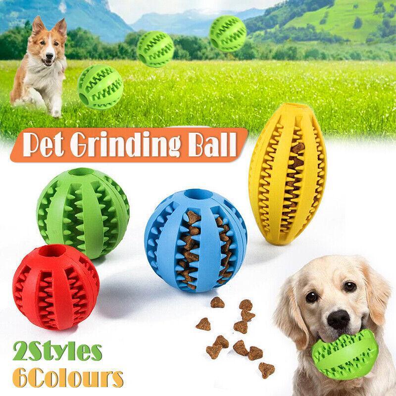 Dog Chew Toy Rubber Ball Treat Dispenser Dental Cleaning Training Play Ball - Yellow Spherical (Large)