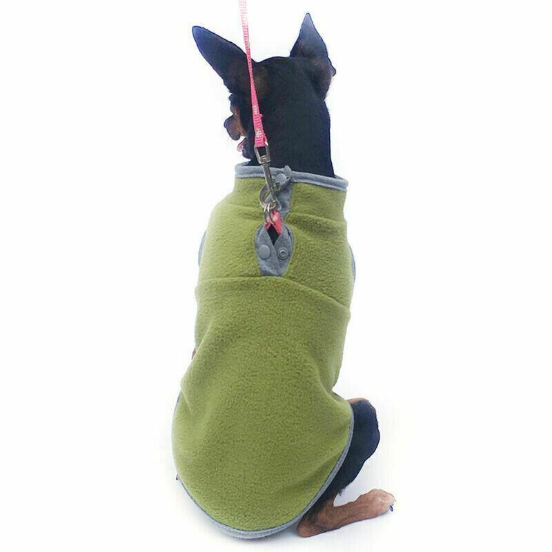 L Pet Dog Puppy Winter Warm Fleece Jumper Vest Coat Jacket Apparel Clothes Outdoor - Blue