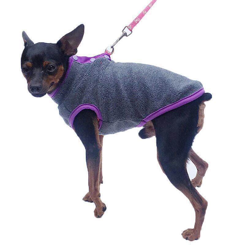 XS Pet Dog Puppy Winter Warm Fleece Jumper Vest Coat Jacket Apparel Clothes - Blue