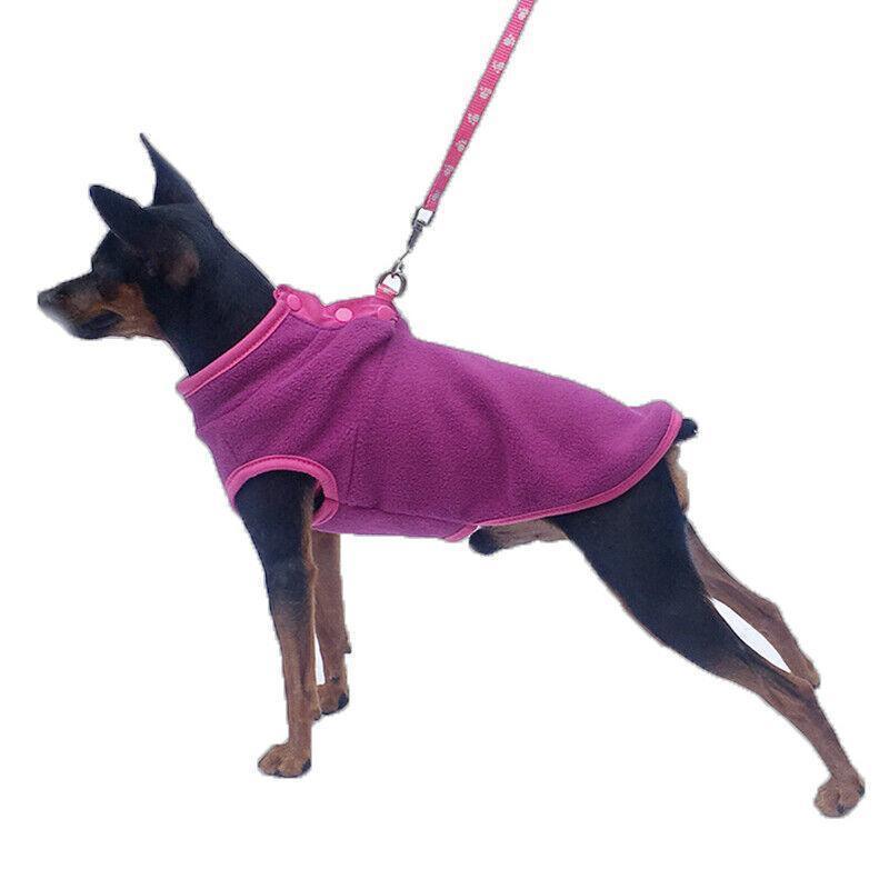 L Pet Dog Puppy Winter Warm Fleece Jumper Vest Coat Jacket Apparel Clothes Outdoor - Pink