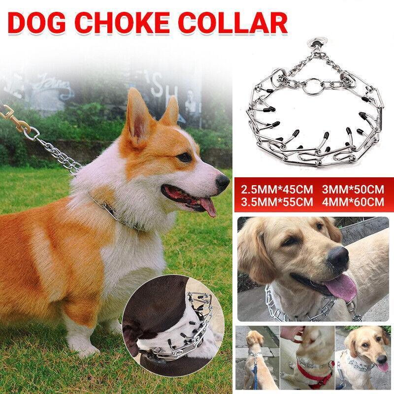 S-Xl Collar Choke Steel Metal Chain Dog Training Adjustable Necklace Sliver - L-3.5