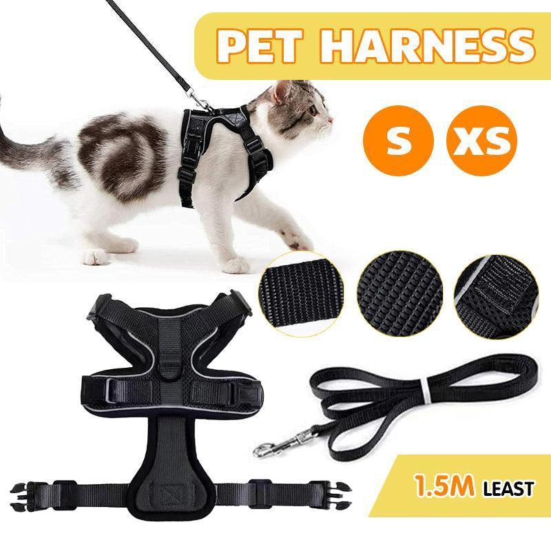 Adjustable Pet Harness and Leash Set for Cat Dog Escape Proof Reflective Vest - XS