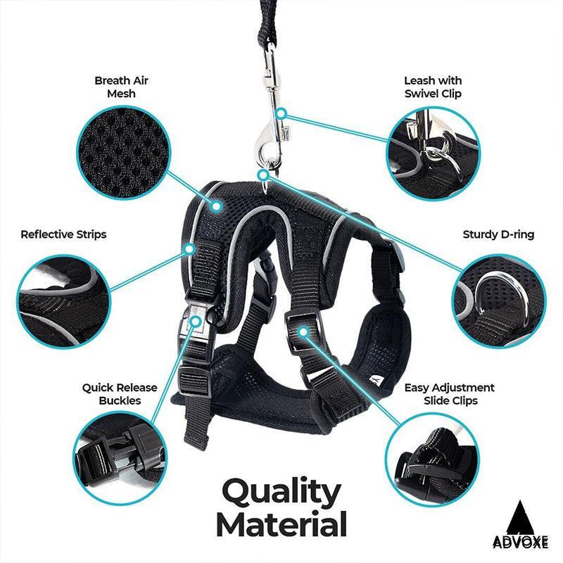 Adjustable Pet Harness and Leash Set for Cat Dog Escape Proof Reflective Vest - XS