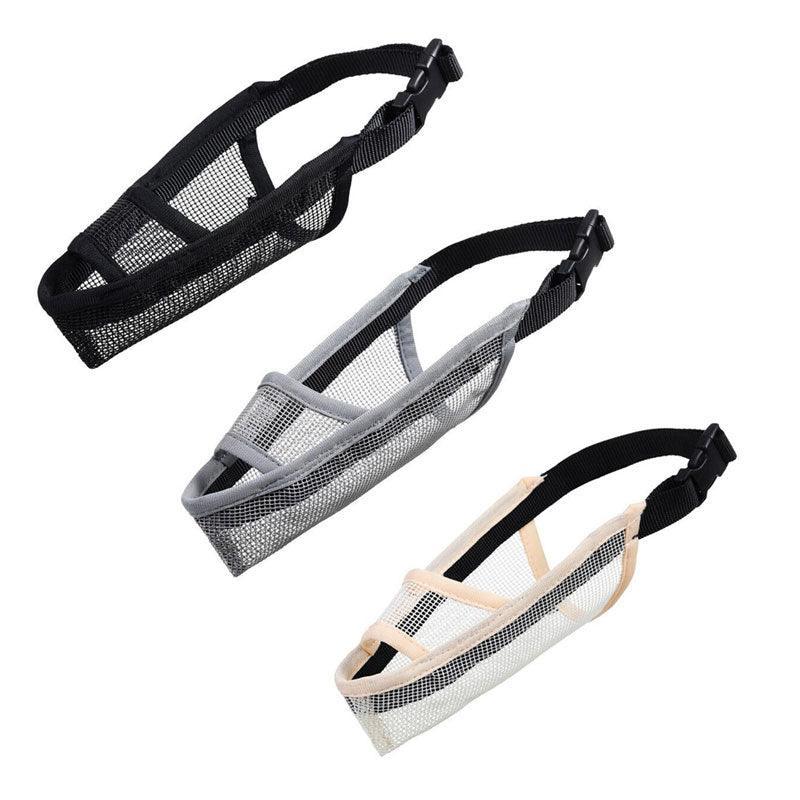 Adjustable XXS Size Pet Dog Mask Mouth Muzzle Anti Barking Bite Stop Chewing Mask - Beige