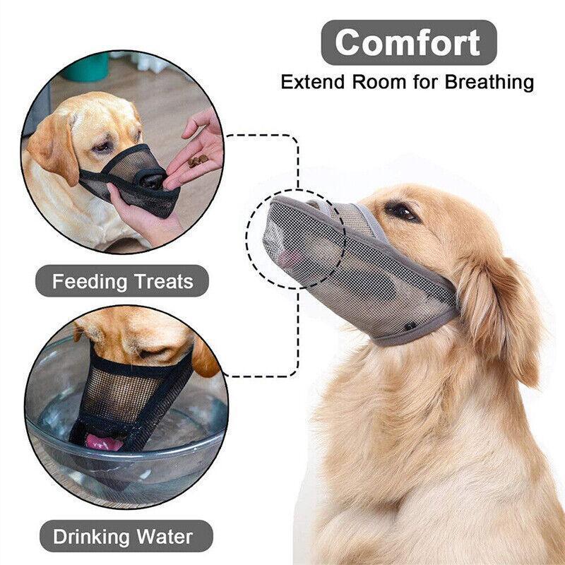 Adjustable XXS Size Pet Dog Mask Mouth Muzzle Anti Barking Bite Stop Chewing Mask - Beige