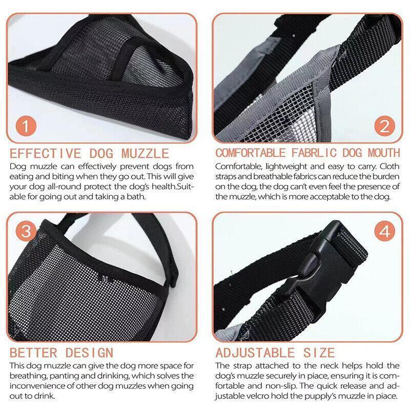 Adjustable XXS Size Pet Dog Mask Mouth Muzzle Anti Barking Bite Stop Chewing Mask - Beige