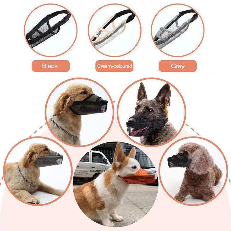 Adjustable XL Size Pet Dog Mask Mouth Muzzle Anti Barking Bite Stop Chewing Mask - Black